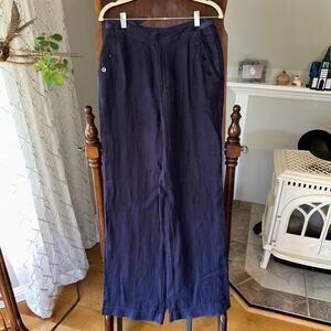 Sundance women’s size 6 wide leg linen pants adjustable waist blue tall